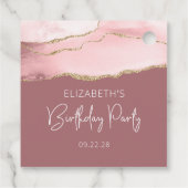 Agate Blush Pink Gold Dusty Roos Birthday Party Bedankjes Labels (Achterkant)