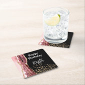 Agate Blush Roze Zwart Roos Gouden Glitter Verjaar Kartonnen Onderzetters (Insitu)