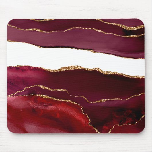 Agate bordeaux en goud muismat (Voorkant)