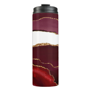 Agate bordeaux en goud thermosbeker