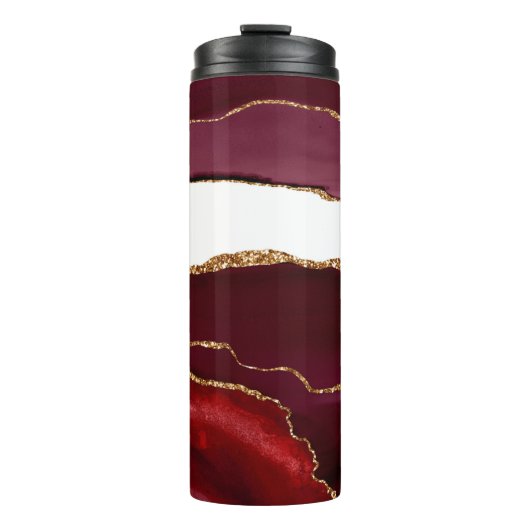 Agate bordeaux en goud thermosbeker (Voorkant)