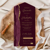 Agate Bourgogne Gold Script All In One Uitnodiging