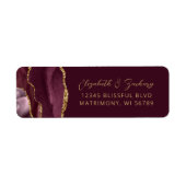 Agate Bourgondië Gold Wedding Retouradres Etiket (Voorkant)