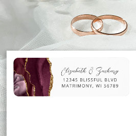 Agate Bourgondië Gold Wedding Retouradres Etiket