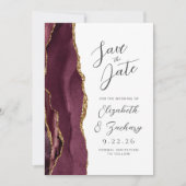 Agate Bourgondië Gold Wedding Save the Date (Voorkant)