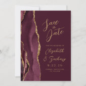 Agate Bourgondië Gold Wedding Save the Date (Voorkant)