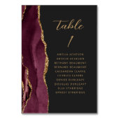 Agate Bourgondië Goud Modern Script Dark Wedding Kaart (Voorkant)