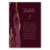 Agate Bourgondië Goud Modern Script Wedding Kaart (Voorkant)