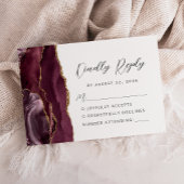 Agate Bourgondië Goud Modern Script Wedding RSVP Kaartje