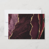 Agate Bourgondië Goud Moderne Scriptie Bruiloft RSVP Kaartje (Achterkant)
