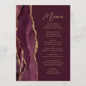 Agate Bourgondië Goud Schrift Bruiloft Menu (Voorkant)