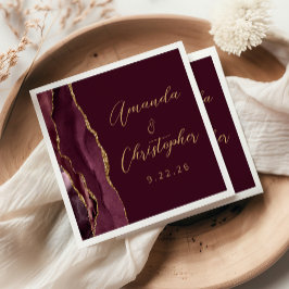 Agate Bourgondië Goud Schrift Bruiloft Servet