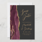 Agate Bourgondië Gouden Donkere Trouwen Save the D Save The Date (Voorkant)