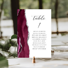 Agate Bourgondië Zilver Modern Schrift Bruiloft Kaart