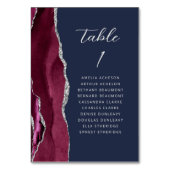 Agate Bourgondië Zilver Modern Script Marine Weddi Kaart (Voorkant)