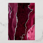 Agate Bourgondië Zilver Script Trouw Folie Uitnodiging (Achterkant)
