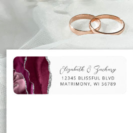 Agate Bourgondië Zilver Wedding Retouradres Etiket