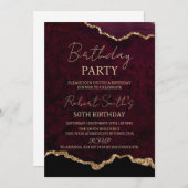 Agate Burgundy and Gold Birthday Celebrate Kaart (Voorkant / Achterkant)