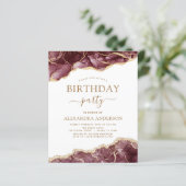 Agate Burgundy Birthday Party Any Age Invision (Staand voorkant)