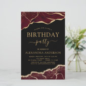 Agate Burgundy Birthday Party Any Age Invision (Staand voorkant)