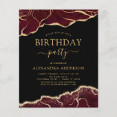 Agate Burgundy Birthday Party Any Age Invision Flyer (Voorkant)