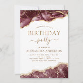 Agate Burgundy Birthday Party Any Age Invision Kaart (Voorkant)