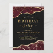 Agate Burgundy Birthday Party Any Age Invision Kaart (Voorkant)