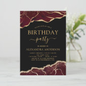 Agate Burgundy Birthday Party Any Age Invision Kaart (Staand voorkant)