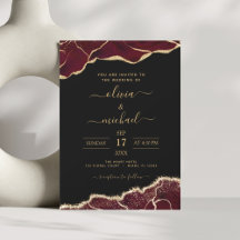 Agate Burgundy Gold Black Modern Wedding