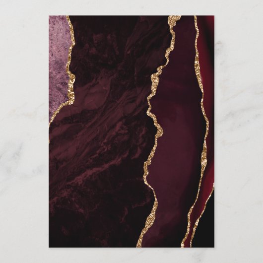 Agate Burgundy Gold Script Dark Wedding Menu (Achterkant)