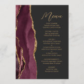 Agate Burgundy Gold Script Dark Wedding Menu (Voorkant)