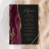 Agate Burgundy Gold Script Dark Wedding Menu