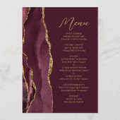 Agate Burgundy Gold Script Weduwschap Menu (Voorkant)