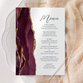 Agate Burgundy Gold Script Weduwschap Menu