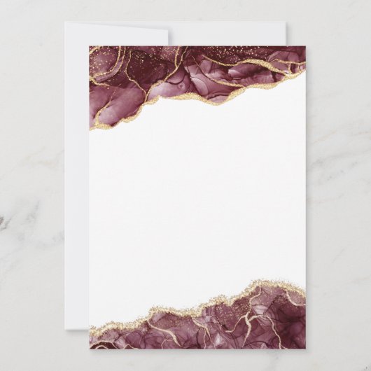 Agate Burgundy Gold Wedding Invitation Kaart (Achterkant)