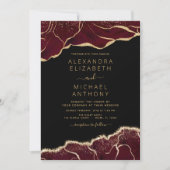 Agate Burgundy Gold Wedding Invitation Kaart (Voorkant)