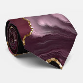 Agate Burgundy Wedding-patroon Stropdas (Opgerold)