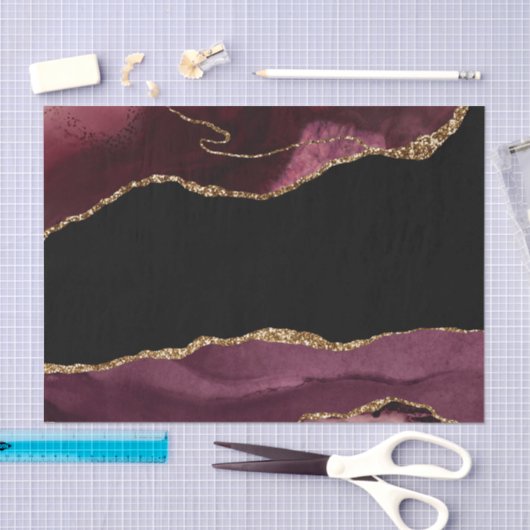 Agate Burgundy Wedding-patroon Tissuepapier (Craft)