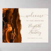 Agate Burnt Orange Gold Ivory Wedding Welcome Poster (Voorkant)