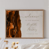 Agate Burnt Orange Gold Ivory Wedding Welcome Poster