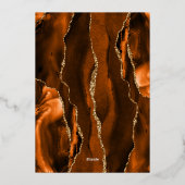 Agate Burnt Oranje Gold Script Donkere bruiloft Folie Uitnodiging (Achterkant)