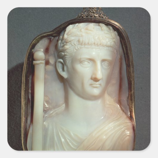 Agate Cameo met het portret van Claudius Vierkante Sticker (Voorkant)