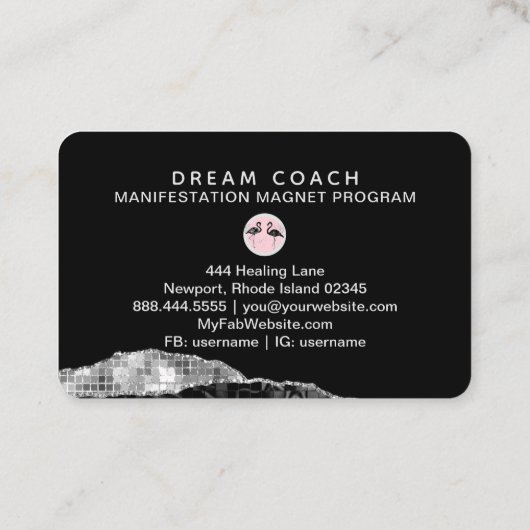 *~* Agate Crystal Palm Tree Tropical Flamingo Visitekaartje (Achterkant)