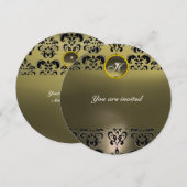 AGATE DAMASK EDELGESTEENTE INITIALEN zwart grijs Kaart (Voorkant / Achterkant)