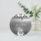 AGATE DAMASK EDELSTEEN MONOGRAAF zwart wit Kaart (Staand voorkant)