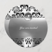 AGATE DAMASK EDELSTEEN MONOGRAAF zwart wit Kaart (Voorkant / Achterkant)