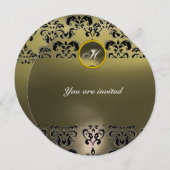 AGATE DAMASK GEM STONE MONOGRAM zwarte grijs Kaart (Voorkant / Achterkant)