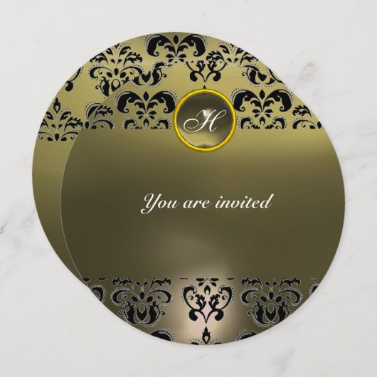 AGATE DAMASK GEM STONE MONOGRAM zwarte grijs Kaart (Voorkant / Achterkant)