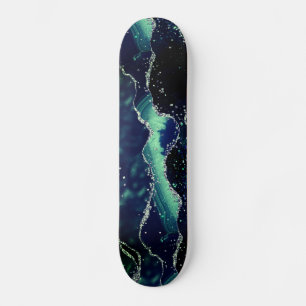 Agate Dark Green Mint Navy Blue Skateboard