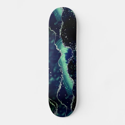 Agate Dark Green Mint Navy Blue Skateboard (Voorkant)